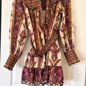 NWT FARM Rio Multicolor Long Sleeve Dress